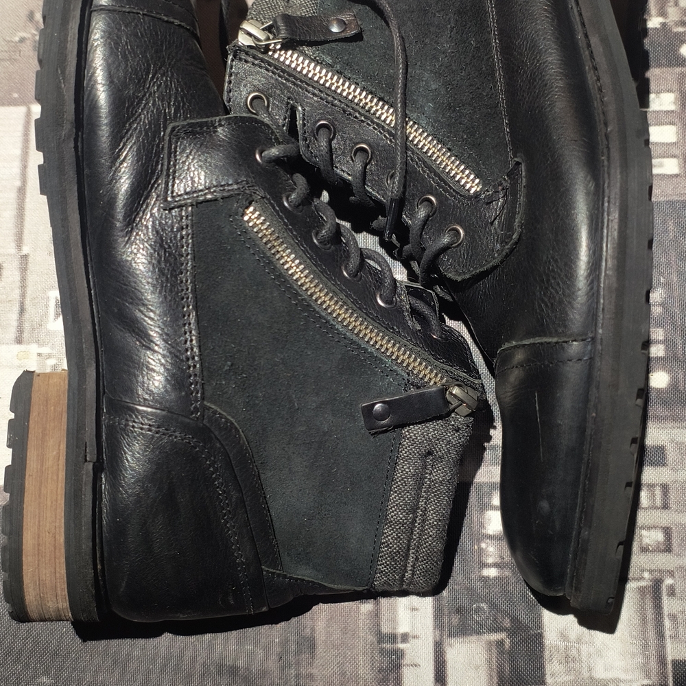 Bar III Black and Gray Leather Boots